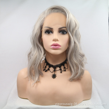 Vigorous mono short bob premium high quality afro kinky curly wholesale black women synthetic hair wigs lace front